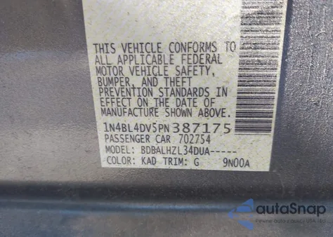 2023 Nissan Altima Sv Fwd from USA, damaged, VIN 1N4BL4DV5PN387175
